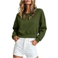 thumbnail image 2 of Jovrlynd Cropped Sweatshirts Women Oversized Long Sleeve Winter Fleece Fashion Soft Comfy Pullover Sweatshirt, 2 of 7