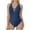 Blue, variant on Women's Solid Color Swimsuit Plunging V Neck One Piece Swimsuit Lace Trim Adjustable Suspenders Bathing Suit for Beach Wear One Piece Swimsuit for Teens