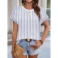 thumbnail image 6 of Women'S Tops Short Sleeve Shirts Summer Outfits Stripe Dressy Casual Clothes Clothing Blue Stripe-1 S, 6 of 8