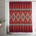 thumbnail image 5 of Red Retro Boho Extra Long Shower Curtain Set, Waterproof Shower Curtains for Bathroom, Vintage Ethnic Tribe Abstract Art Washable Fabric Bath Curtain for Bathtub Decoration with Hooks 72x96 Inches, 5 of 9