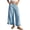 Light blue, variant on Women Ruffle Patchwork Wide Leg Casual Denim Pants Ankle Jeans
