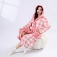 thumbnail image 4 of ClodeEU Plaid Plush Robes for Women,Long Fleece Fuzzy Bathrobe,Warm Soft Fluffy Bathrobes Pink,Womens Plus Free Size, 4 of 6
