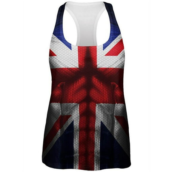 Halloween Union Jack British Flag Superhero Costume All Over Womens Work Out Tank Top Multi MD