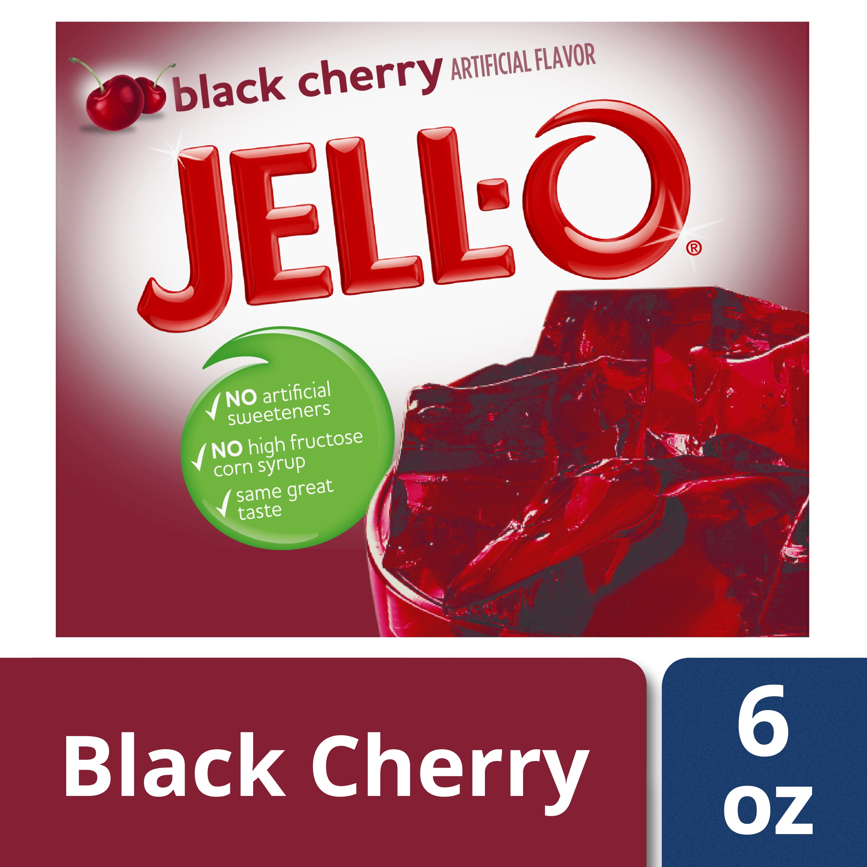 Jell-O Black Cherry Instant Gelatin Mix, 6 oz Box - Walmart.com ...