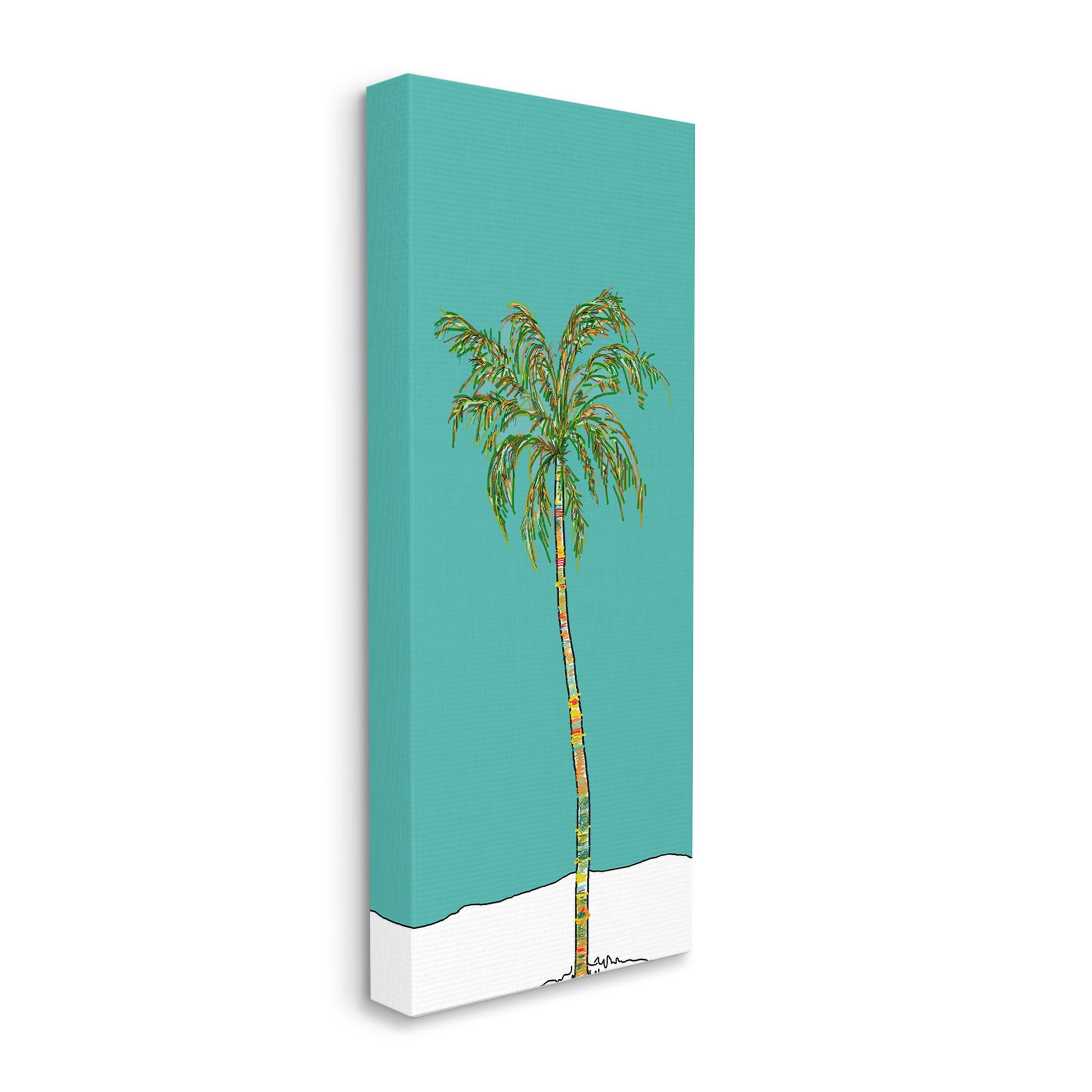 Stupell Industries Modern Turquoise Palm Tree Botanical & Floral Painting Gallery Wrapped Canvas Print Wall Art, 20 x 48