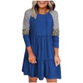 thumbnail image 1 of Mini vestido informal suelto con cuello redondo y estampado de leopardo para mujer Fridja  NMB1087, 1 of 5