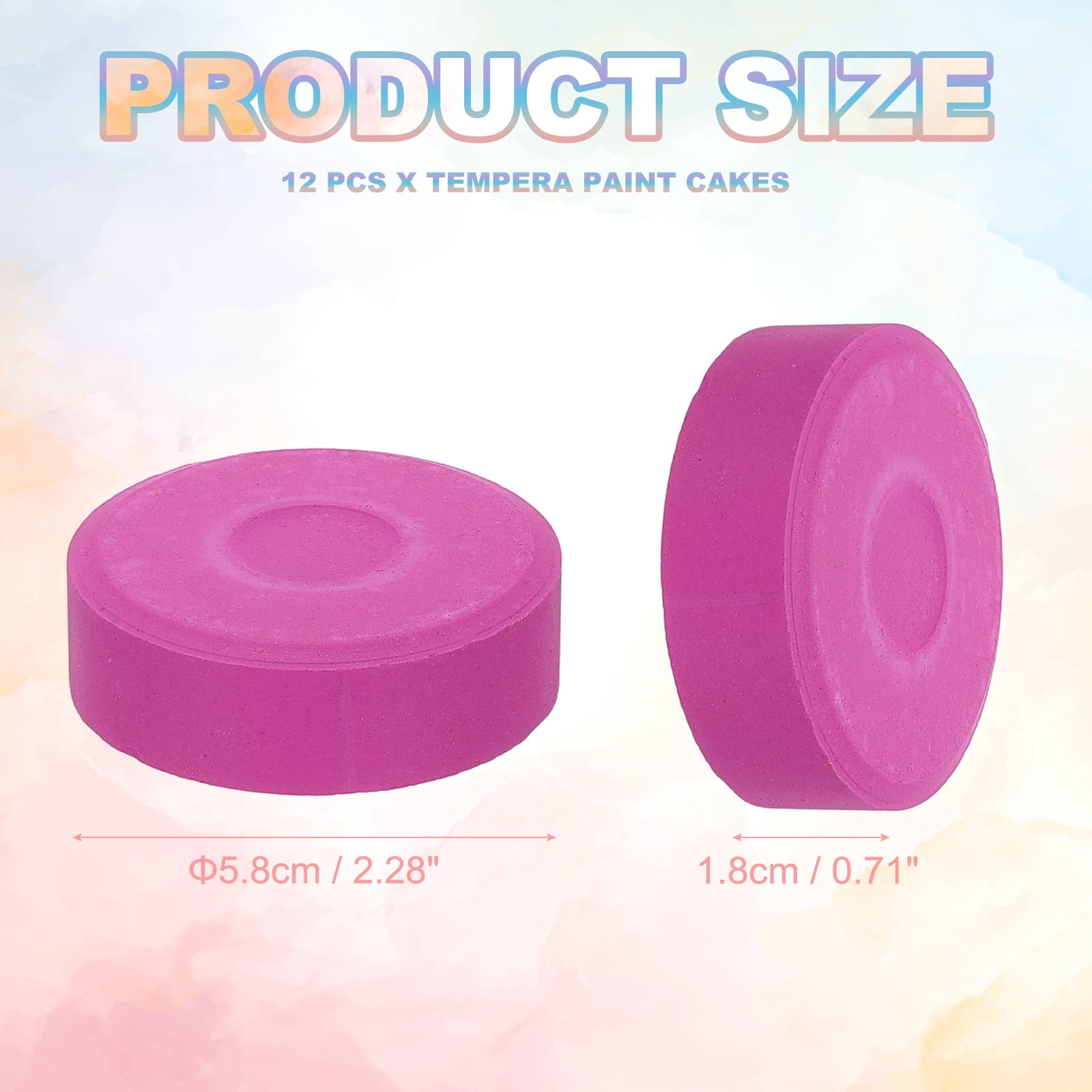 Uxcell 12 Pcs Washable Tempera, 2.3"x0.7" Large Tempera Paint Cakes Bulk Paints Blocks Art Supplies Watercolor Cake for Artists Art Painting Drawing DIY Crafting, Rose Purple
