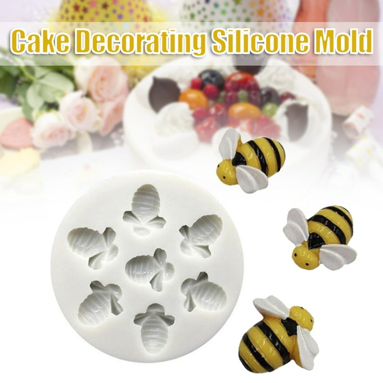 Danbook 7 Cavity Bumble Bee Silicone Mold for Chocolate DIY Soap Mould 3D Bee Day Beehive Honeycomb Polymer Clay Crafting Theme Party Supplies, Size: 9