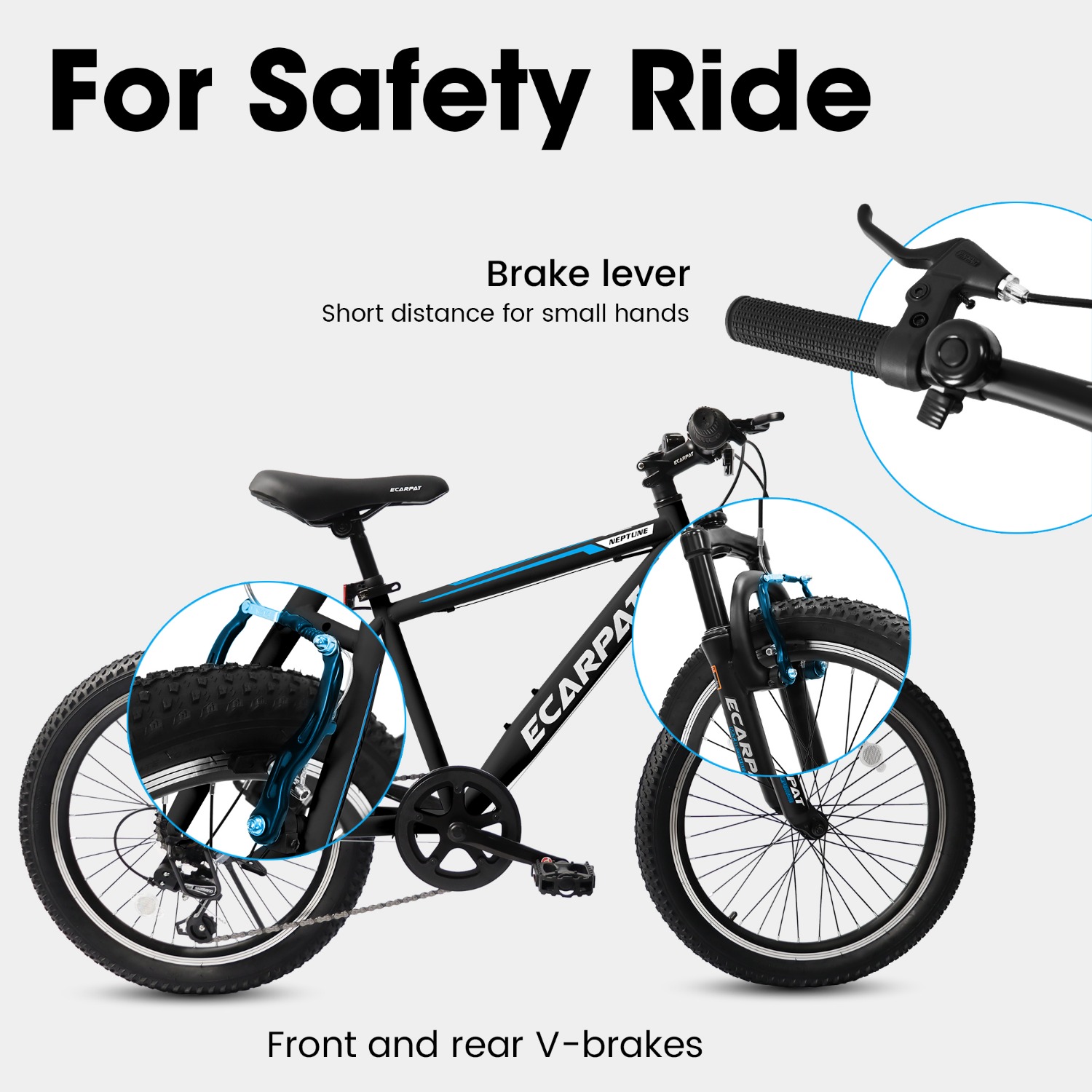 Kids Bike 20 Inch Wheels, 4" Wide Fat Tire Snow Mountain Bike Ages 8-12 Year Old, Steel Frame, 7 Speed Teenager Children Kids' Bicycles