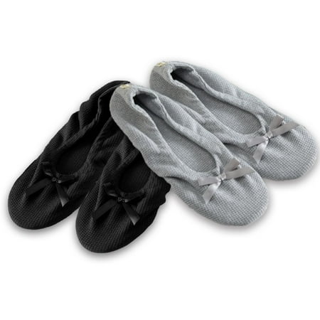 

Roxoni Women s Flat Slip On Terry Classic Cotton & Velour Ballerina Slippers Pack of 2