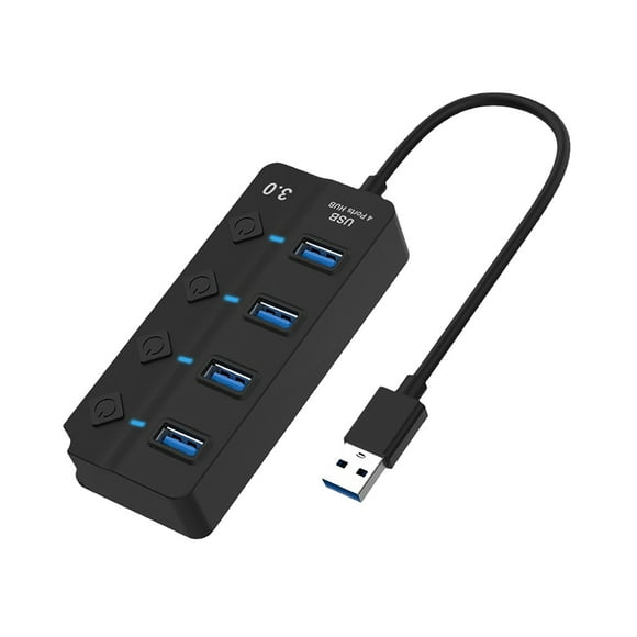 WIFKLSIIPG Multi Port USB Splitter 7 Port USB 3.0 Hub USB A Port Data Hub with Independent On/Off Switch and LED Indicators Lights for Laptop PC Computer Mobile HDD Flash Drive and More