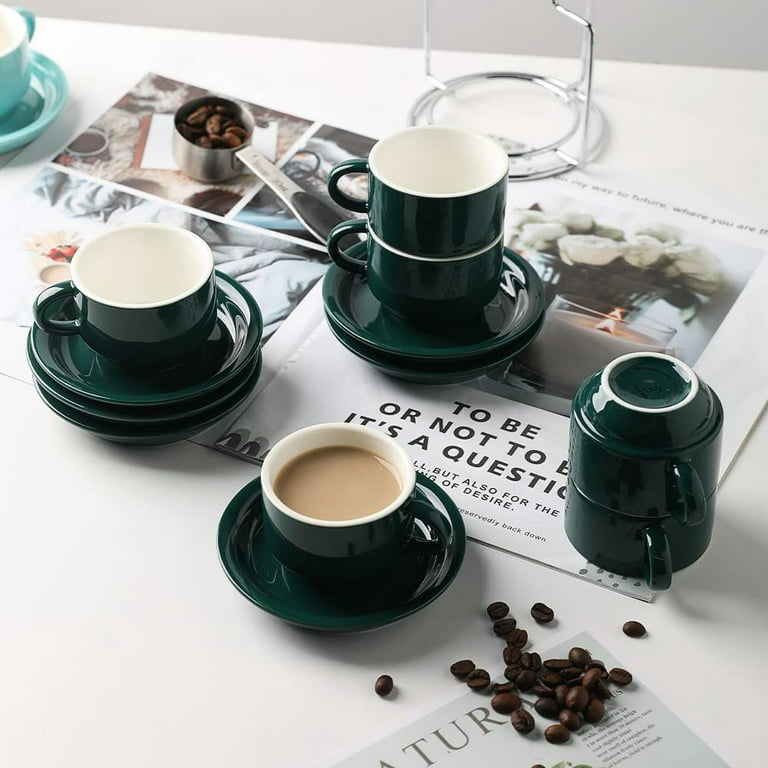 Sweejar Porcelain Espresso Cup & Saucer Set, Stackable Demitasse