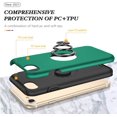thumbnail image 3 of Case for iPhone 7 Plus iPhone 8 Plus,Dual Layer Hard Military Case with 360 Degree Ring Stand Silicone Bumper Shockproof Protective Case (Camera Protection) Magnetic Car Holder Cover-Green, 3 of 14