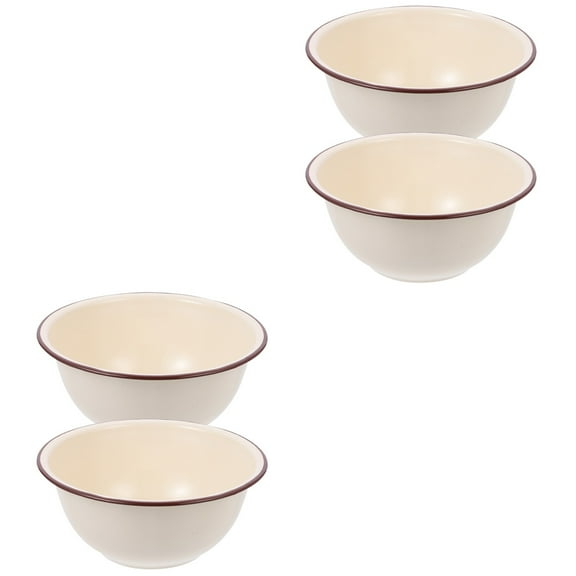 Vintage Enamelware Basin Bowl Enameled Stockpot Casserole Braiser Pan Soup Stainless Steel 4 Pcs