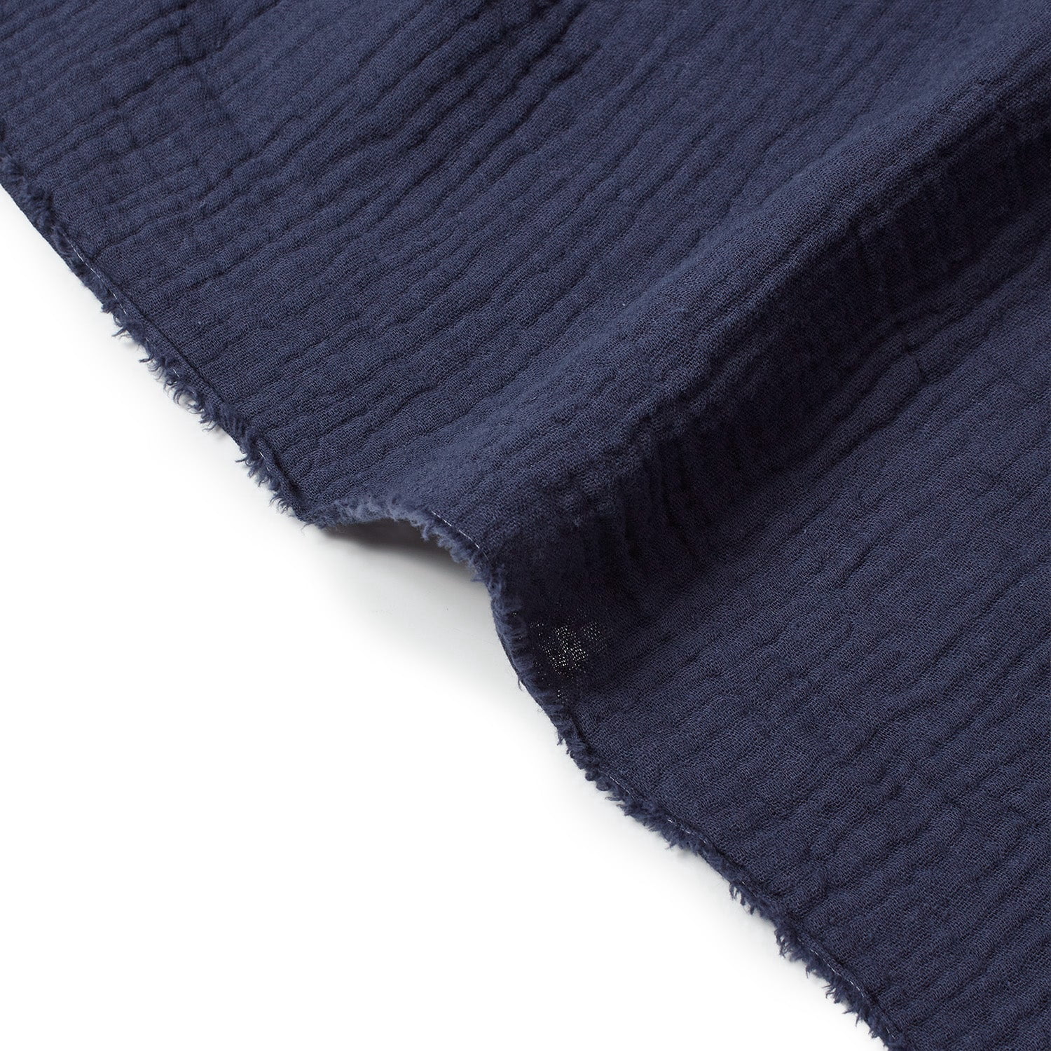 Double Cotton Gauze Fabric Woven Sheer Crinkle Texture Gause Cloth Material By The Yard & Wholesale - Navy Blue (5 Yards)