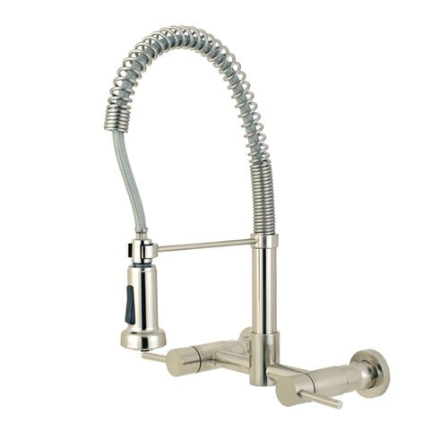 Kingston Brass Concord Wall Mount Pull Down Bridge Faucet With