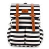 Kaydee Baby Unisex Canvas Diaper Tote Backpack Bag with Stroller Straps and Changing Pad - For Men and Women (White and Black Stripe)