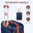 thumbnail image 5 of Gowill 4 Piece Luggage Sets,14/20 inch Hardside Lightweight ABS Carry-On Suitcase With Expandable Duffle Bag (Navy Blue Tan), 5 of 10