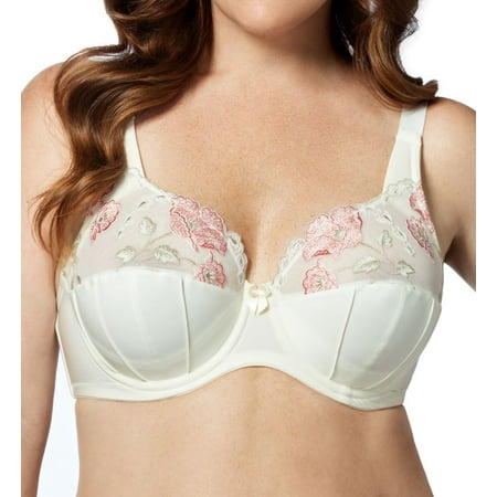 Women s Elila 2021 Glamour Satin & Embroidery Underwire Bra (Antique White 46H)