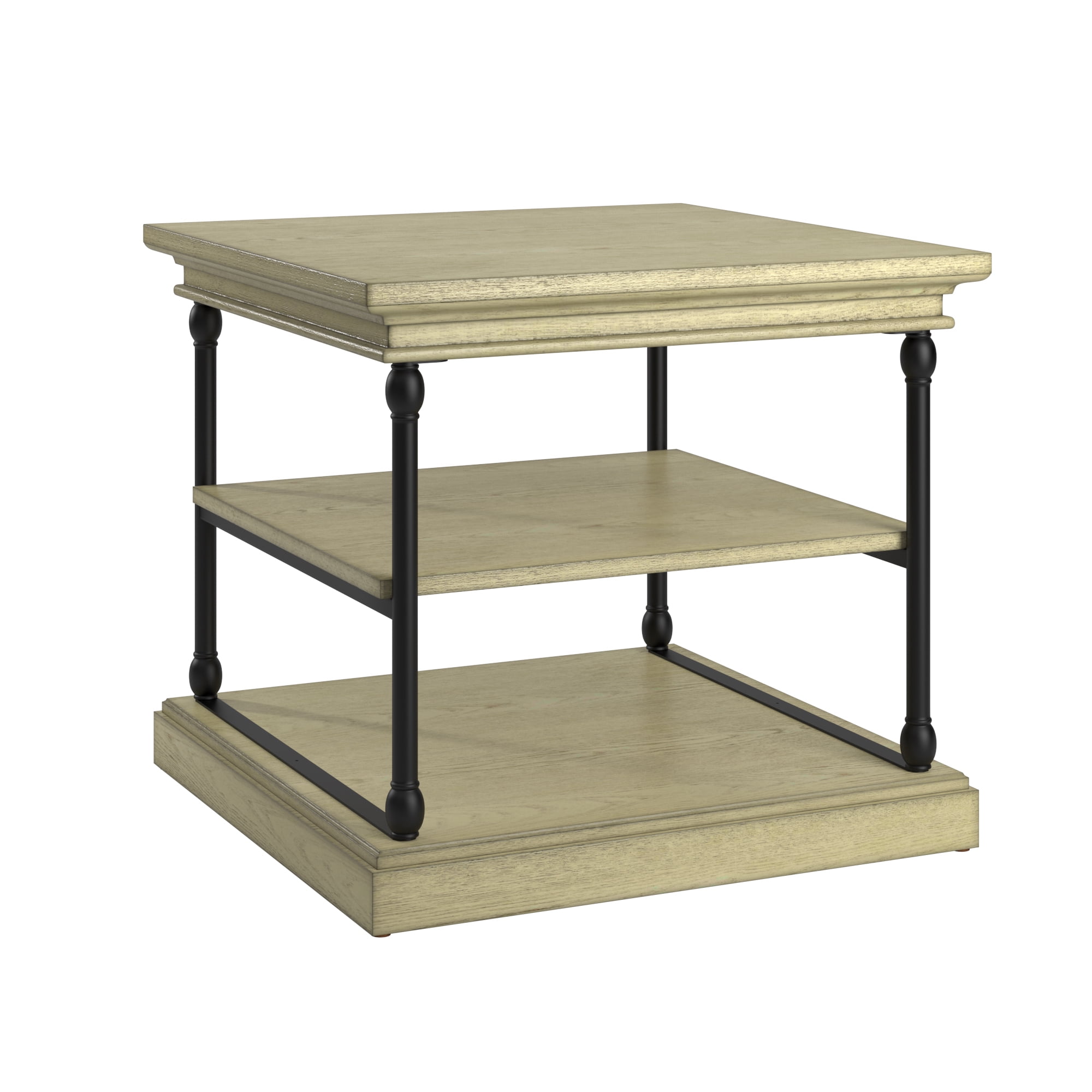 Weston Home Cabana Accent Storage Side Table, Ivory White