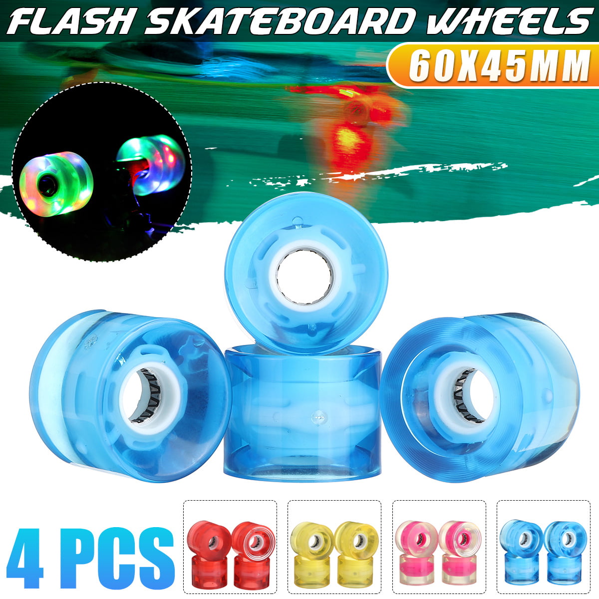 4 Pcs/Lot Luminous LED Skating Flashing Wheels For Kids With Magnetic Core Cell 