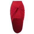 thumbnail image 2 of A2Y Women's Sexy High Waist Draped Wrap Hi Low Pencil Skirt Red S, 2 of 3