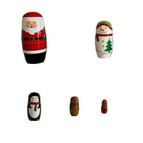 Uutvmp Christmas Russian Nesting Dolls Set 5 Pcs, Russian Doll Christmas Decorations, Christmas Santa, Snow Man, Deer, Elf, Penguin