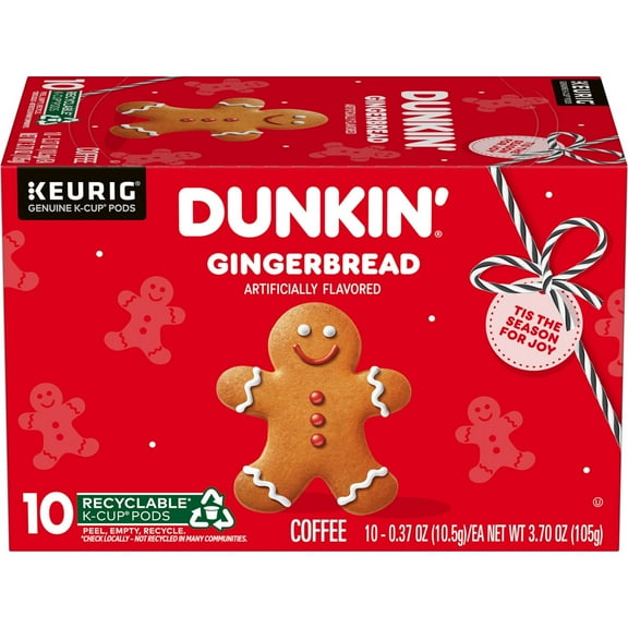 Dunkin’ Gingerbread Artificially Flavored Coffee, K Cup Pods, 10 Ct.