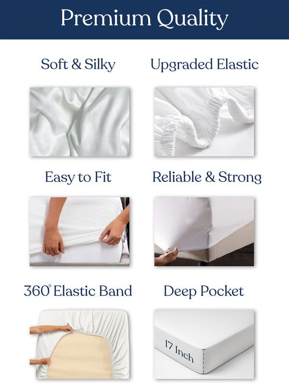 Delara Twin 2-Piece GOTS Organic Cotton Fitted Sheet Set, 400TC Long-Staple, Moisture-Wicking, Smooth & Breathable, Deep Pocket, Ivory