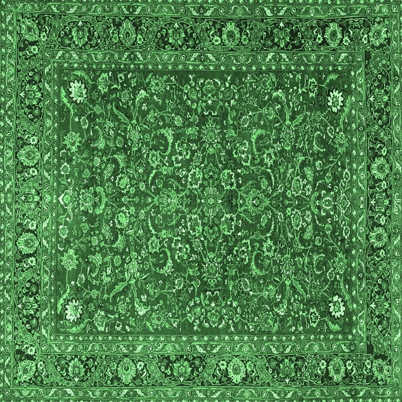 Ahgly Company Indoor Square Persian Emerald Green Traditional Area Rugs, 4' Square
