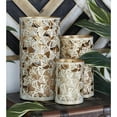 thumbnail image 3 of DecMode Set of 3 6", 9", 12"H,  Elegant Gold Metallic Eclectic Leaves Candleholder/Lantern, 3 of 8