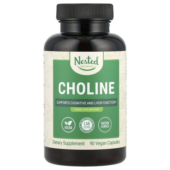 Nested Naturals Choline, 90 Vegan Capsules (250 mg per Capsule)