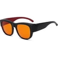 thumbnail image 1 of Anti-Blue Light Blocking Computer Glasses with Amber Lens, Over-Glasses Fit for Sleep Improvement, Black/Red, 1 of 5