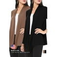 thumbnail image 5 of Women's Casual Short Sleeve Lightweight Loose Fit Solid Stretch Cardigan (Pack of 2), 5 of 5