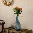 thumbnail image 3 of Uniquewise 16-Inch Multitone Glass Table Vase in Blue Hue - Minimalist, Decorative Boho Vase with Rustic Farmhouse Style, Home Decor - Living Room, Bedroom Table, Kitchen Shelf, or Office Desk Decor, 3 of 8