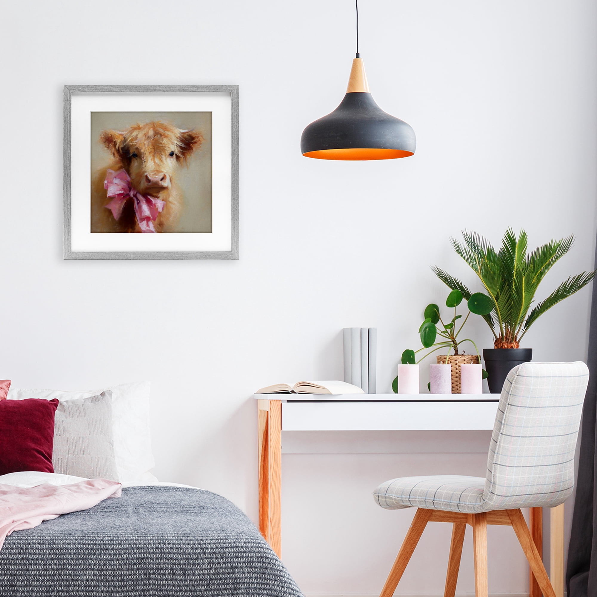 Stupell Industries Little Highland Sweetheart Gray Framed Print Under Glass, design by Tina LeCour