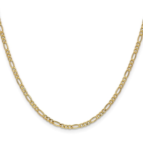 Diamond2Deal 10K Yellow Gold 2.5mm Semi-Solid Figaro Chain Necklace for Women 20"