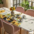thumbnail image 3 of Gnomes Sunflower Table Cloths for 8 Foot Rectangle Tables, Bees Branches Floral Elegant Pastoral Patio Waterproof Elastic Fitted Tablecloths, Washable Rectangular Table Cover for Camping, 3 of 8