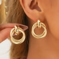 thumbnail image 5 of Chunky Gold Knot Statement Earrings for Women Lightweight Minimalist Geometric Hoop Earrings Vintage Twisted Post Stud Earrings Dainty Jewelry Gifts, 5 of 14