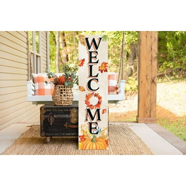 36-Inch "Welcome" Fall Porch Sign - Wooden Decor - Front Door Display for Autumn Celebrations - Rustic Entryway Accessory