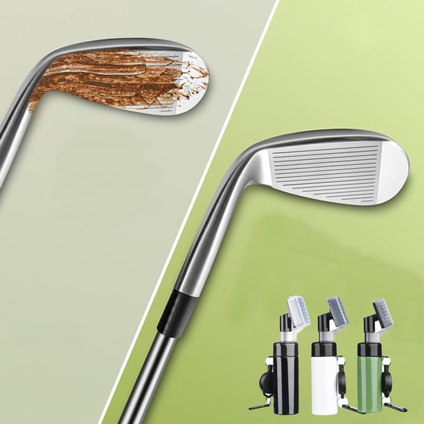 Cepillo de limpieza para palos de golf | Cabezal de cerdas de nailon retráctil con botella de agua tipo prensa | Herramienta multifunción | Diseño exprimible a prueba de fugas de 5.5 oz | Empuñadura