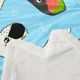 thumbnail image 4 of Kids Cute Cartoon Sushi Fleece Throw Blanket Baby Japanese Sushi Plush Blanket for Boys Girls Kawaii Style Sushi Sherpa Blanket Japanese Traditional Style Food Fuzzy Blanket Light Blue Black, 4 of 7