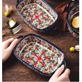 thumbnail image 5 of LTS EMIRA Ceramic Bakeware Casserole Dish Baking Pan Lasagna Pans Baking Dish with Handles for Oven/Cooking/Kitchen-Retro Style Flowers-22 OZ, 5 of 8