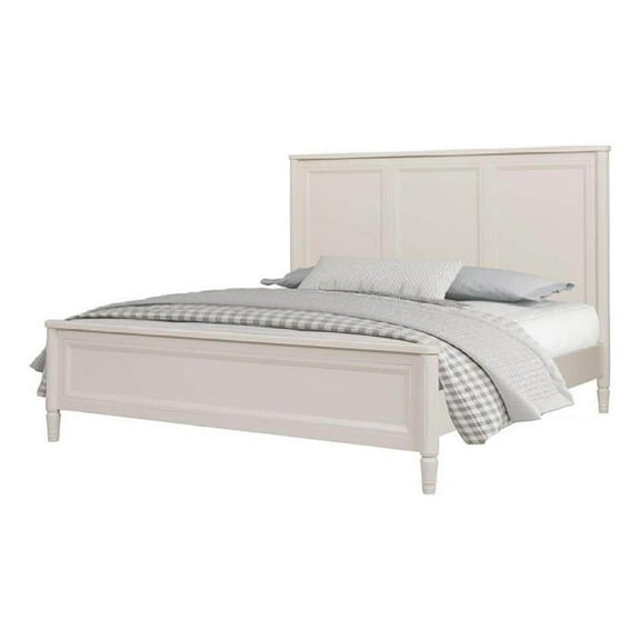 Alta King Size Bed, Classic French Design, White Solid Wood Frame