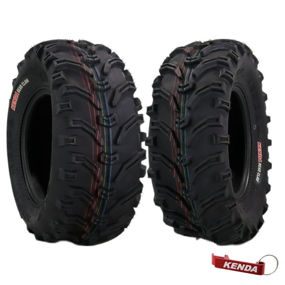 Kenda Bearclaw K299 - 25x10-12 Rear Tires for All Terrain (ATV), UTV, and Side by Side (SxS) Vehicles - 6-Ply - Bear Claw 25x10x12 with Kenda Keychain (2-Pack)