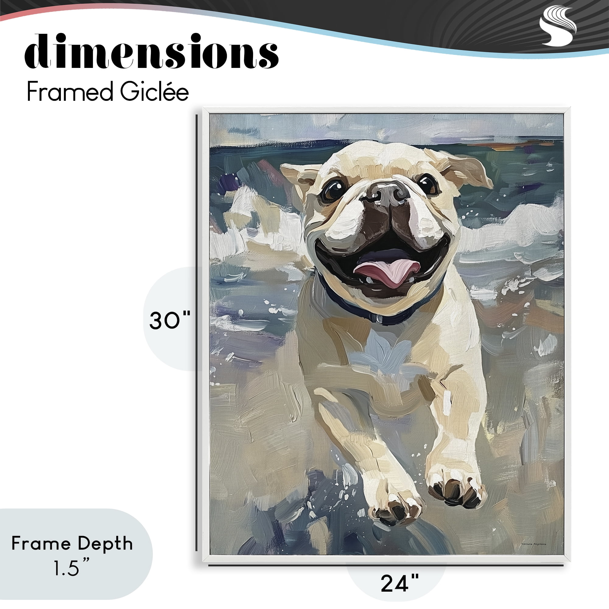 Stupell Industries Sunny Paws Dog on Beach White Framed Giclee Art, design by Svetlana Aleynikova