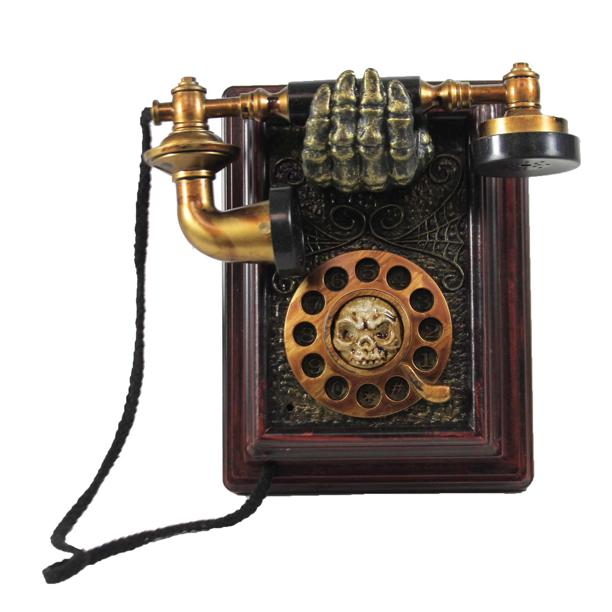 Halloween Telephone With Sound And Motion Plastic Skull Bones Wall