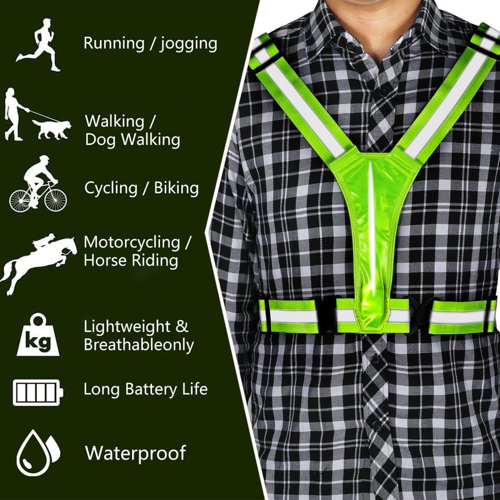 Gilet LED Réfléchissant Rechargeable USB - Équipement Running Haute Visibilité