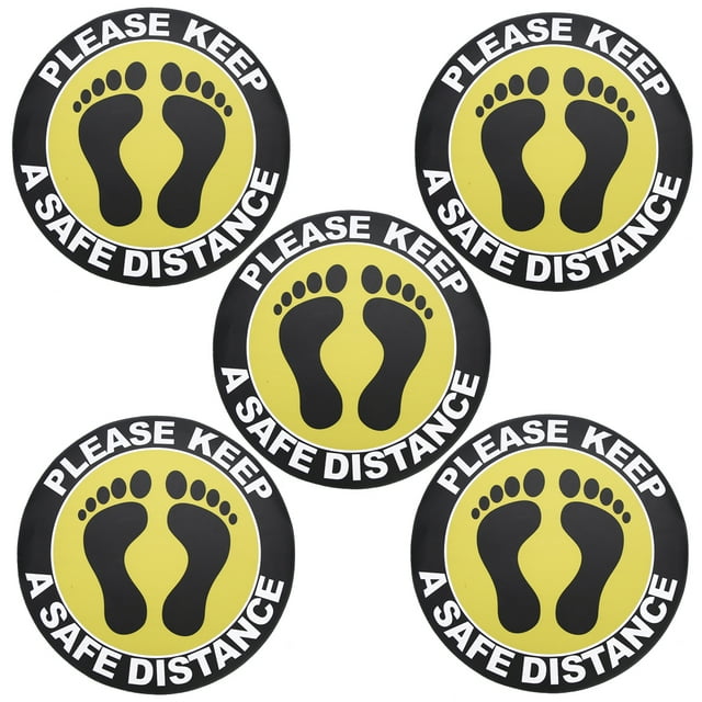 5 unids/bolsa, pegatina de advertencia de distancia para el suelo, pegatina, señal de distancia de seguridad para tienda y Hospital