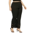 thumbnail image 3 of FASHIONWT Cutwork Hollow Chino Woven Flared Leg Women Plus Pants, 3 of 7